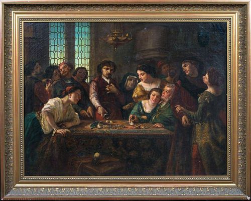Medieval Gambling Dice Game Oil Painting
