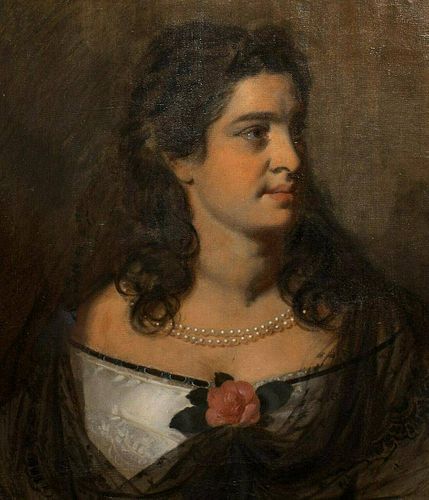 Portrait Of A Young Lady Wearing A Rose Oil Painting