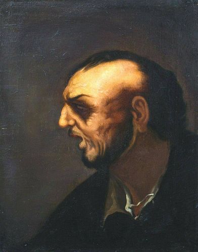 Tronie Peasant Side Profile Portrait Oil Painting