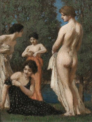 Romantic Nudes Bathing Oil Painting