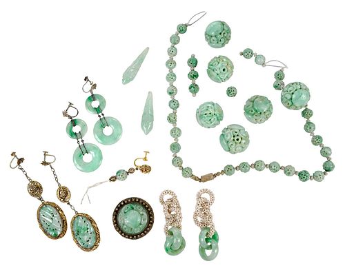 Group of Carved Jade Jewelry