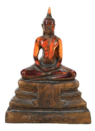 Carved Resin Seated Buddha Figure