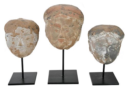Three Early Chinese Terracotta Heads