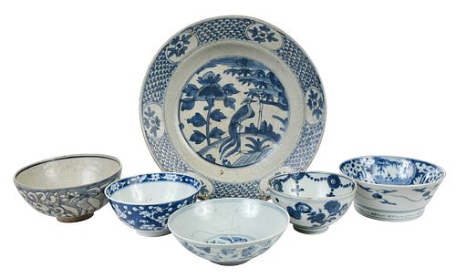 Six Chinese Blue and White Bowls