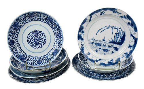 Seven Chinese Blue and White Porcelain Dishes