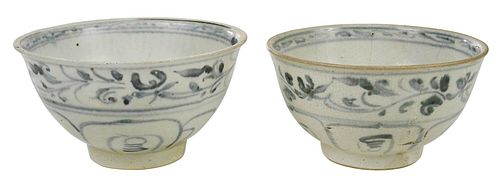 Pair of Chinese Blue and White Bowls