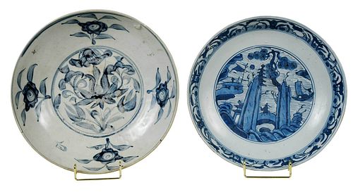 Two Chinese Blue and White Dishes