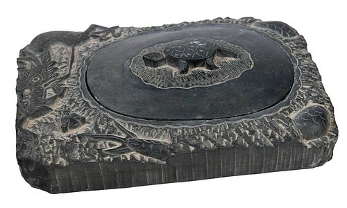 Chinese Carved Lidded Ink Stone