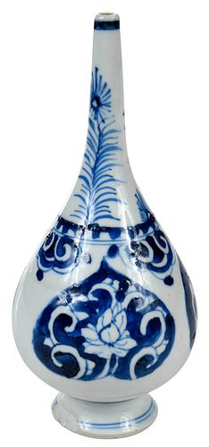 Chinese Blue and White Rose Water Bottle