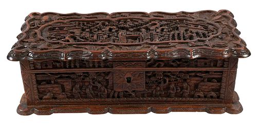 Chinese Carved Wood Table Box