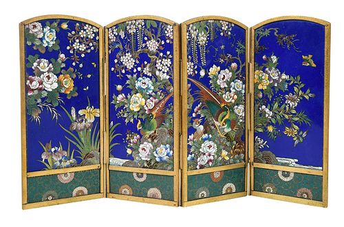 Inaba Japanese Cloisonne Table Screen