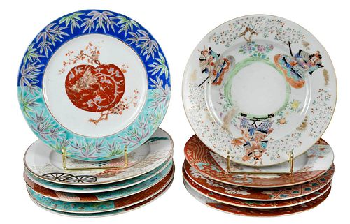 Set of 11 Japanese Enameled Plates