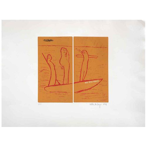 REMIGIO VALDÉS DE HOYOS, No volverás, Signed and dated 1994 Aquatint engraving H. C., 11.6 x 12.5" (29.5 x 32 cm)/ 19.6 x 25.5" (50 x 65 cm) paper | R