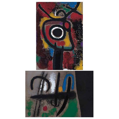 JOAN MIRÓ, Different titles, from the series Cartones, 1959-1965, Unsigned, Porchoirs w/o print number, 7.8 x 11.8" (20 x 30 cm) and (11.8 x 7.8") 30 
