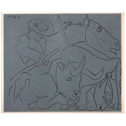 PABLO PICASSO, La Pique Cassee, Unsigned, Dated on plate, Linocut w/o print number from edition of 520, 10.6 x 12.5" (27 x 32 cm) image | PABLO PICASS