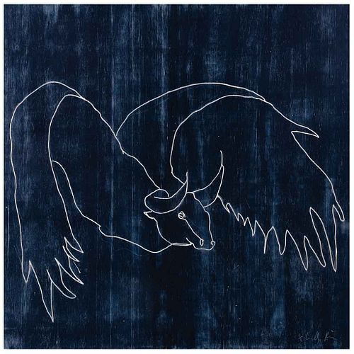 EMILIANO GIRONELLA PARRA, Pájarito I, Signed, Woodcut 3/3, 47.2 x 47.2" (120 x 120 cm) total size | EMILIANO GIRONELLA PARRA, Pájarito I, Firmada, Xil