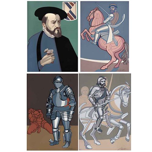 ARNOLD BELKIN, Different titles, from the series Conquistadores, Signed, Serigraphs A.P., 22 x 14.9" (56 x 38 cm) each, Pieces: 4 | ARNOLD BELKIN, Var