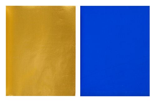 Klein, Yves Set aus 2 Arbeiten. Mit 1 Serigraphie und 1 goldfolierten Blatt in: Den inre och den yttre rymden, en utställning rörande universell konst