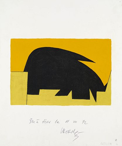 Vasarely, Victor Set aus 3 Arbeiten. 1972. Je Farblithographie auf chamoisfarbenem Vélin. Blattmaße je 48 x 40 cm. Je signiert, datiert und bezeichnet