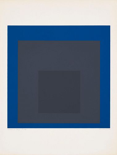Albers, Josef Slate and Sky. 1964. Farbserigraphie auf Papier. 17,8 x 17,8 cm (27 x 20,8 cm). Signiert, datiert, bezeichnet und nummeriert. Lose liege