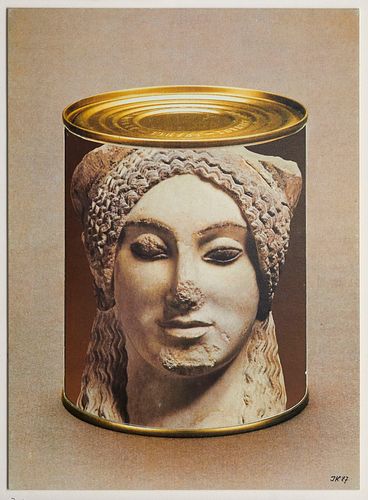 Kolar, Jiri Conserve II (antike Statue). 1987. Collage auf festem Karton voll aufgezogen. 25,8 x 18,5 cm. Monogrammiert und datiert, zus. verso auf de