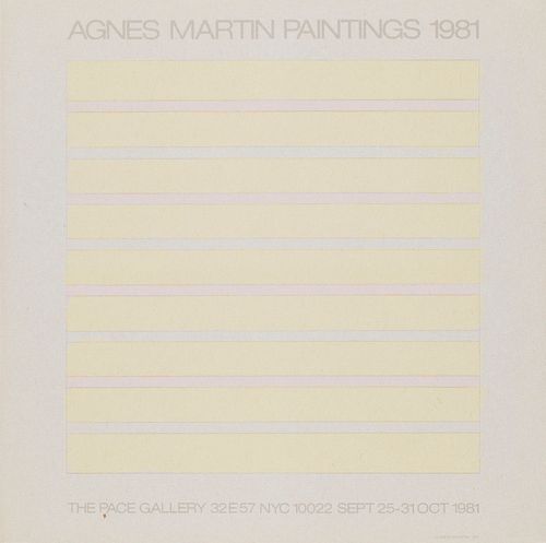 Martin, Agnes o.T. 1981. Farboffsetlithographie auf Reispapier. 27,2 x 22,8 cm (30,2 x 30,2 cm). Mit typographischer Bezeichnung mit Werksangaben. - K