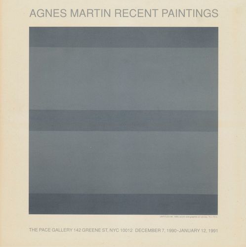 Martin, Agnes o.T. 1990. Farboffsetlithographie auf Vellum. 27 x 23 cm (30 x 30 cm). Typographisch bezeichnet mit Werksangaben. - Sauberer, guter Zust