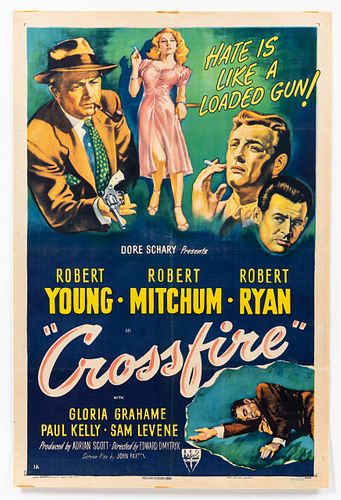 "CROSSFIRE" THEATRICAL MOVIE POSTER, 1947