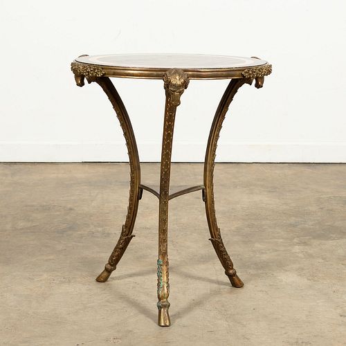 FRENCH EMPIRE STYLE MARBLE & BRONZE GUERIDON TABLE