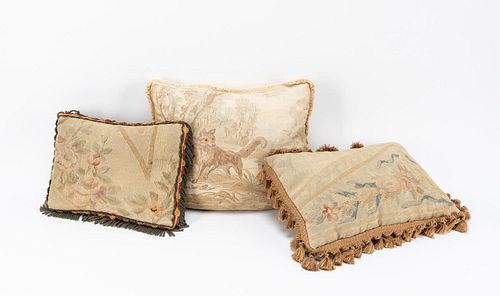 THREE, FRENCH AUBUSSON-STYLE ACCENT PILLOWS