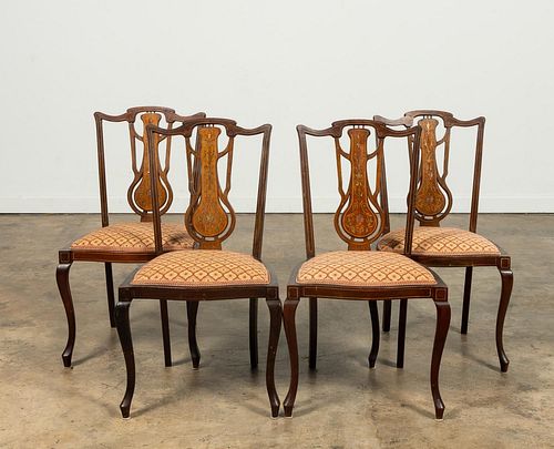 E. 20TH SET OF FOUR EDWARDIAN INLAID SIDE CHAIRS