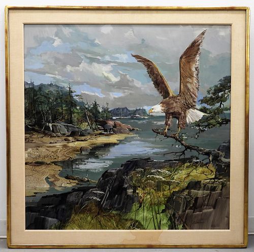 Laurence Sisson Bald Eagle Landscape Painting