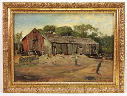 George Whitaker New England Farmyard Painting