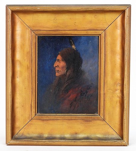 Edgar S. Paxson Native American Portrait Painting