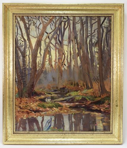 Helena Sturtevant Reflective Woodland O/C Painting