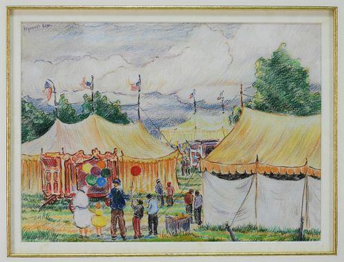Reynolds Beal Circus Scene Illustration Drawing