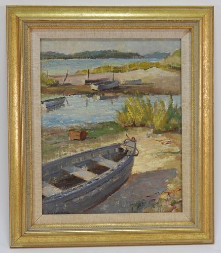 Edna W. Lawrence Rhode Island Dock Boat Painting