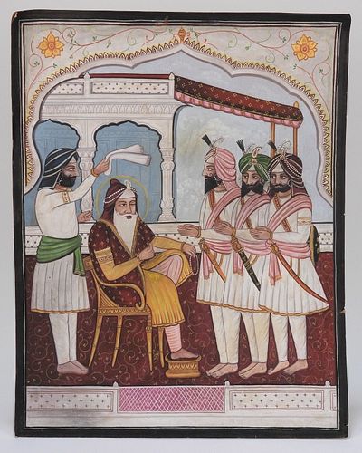 LG Indian Sikh School Court Scene Painting