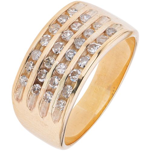RING WITH DIAMONDS IN 14K YELLOW GOLD Brilliant and 8x8 cut diamonds ~0.60 ct. Weight: 5.6 g. Size: 7 ¾ | ANILLO CON DIAMANTES EN ORO AMARILLO DE 14K 