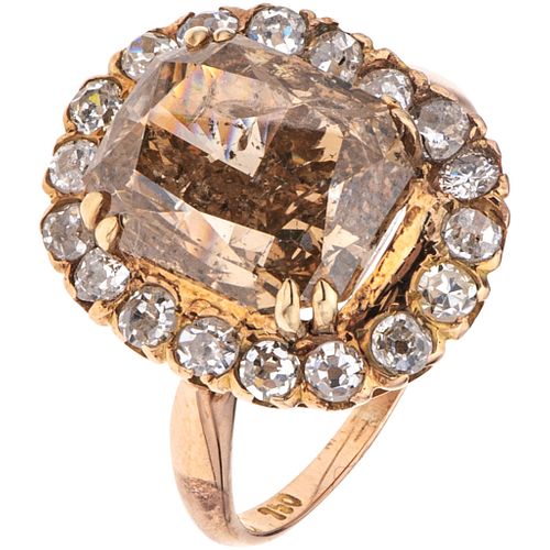 RING WITH DIAMONDS IN 18K PINK GOLD 1 Radient emerald cut diamond ~7.55 ct Clarity: I2-I3 Color: champagne | ANILLO CON DIAMANTES EN ORO ROSA DE 18K c