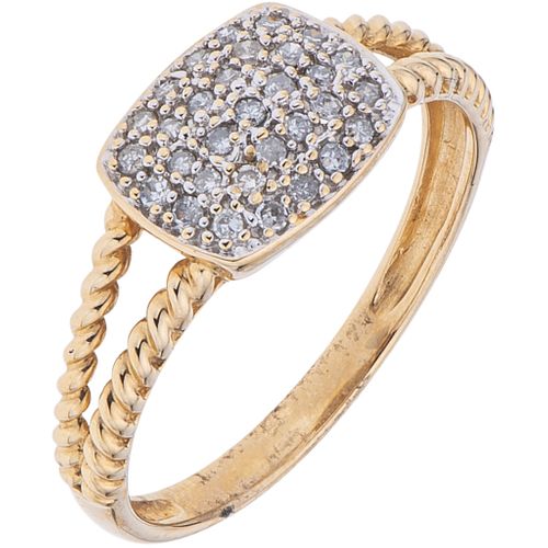 RING WITH DIAMONDS IN 14K YELLOW GOLD 8x8 cut diamonds ~0.15 ct. Weight: 2.0 g. Size: 7 | ANILLO CON DIAMANTES EN ORO AMARILLO DE 14K con diamantes co