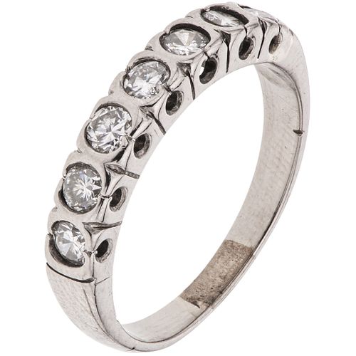 HALF ETERNITY RING WITH DIAMONDS IN PALLADIUM SILVER Brilliant cut diamonds ~0.60 ct. Weight: 3.8 g. Size: 8 ½ | MEDIA CHURUMBELA CON DIAMANTES EN PLA