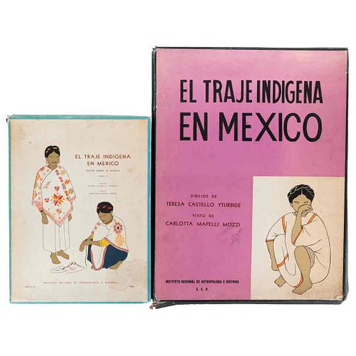 Castello Yturbide, Teresa - Mapelli Mozzi, Carlotta. El Traje Indígena en México. México. 1965-1968. Tomos I-II. 60 láms a color. Pzs:2
