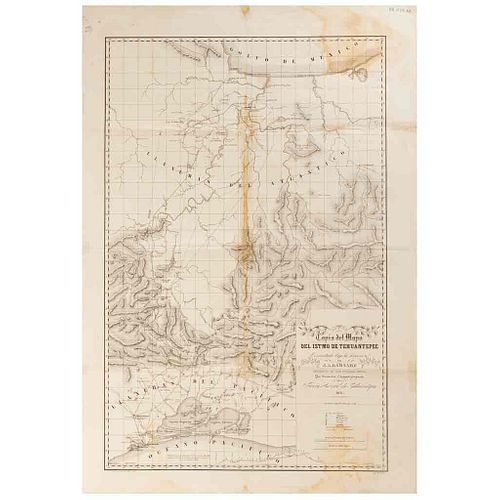 Barnard, J. G. Copia del Mapa del Istmo de Tehuantepec... que Demuestra el Trayecto Propuesto del Ferro-Carril... México,1851.