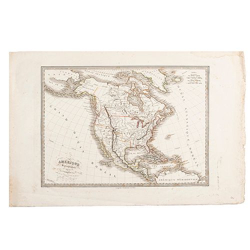 Lorrain, N. Amérique Septentrionale Dressée par... Attache au Depot Gal. de la Guerre. París, 1839. Mapa grabado con límites coloreados