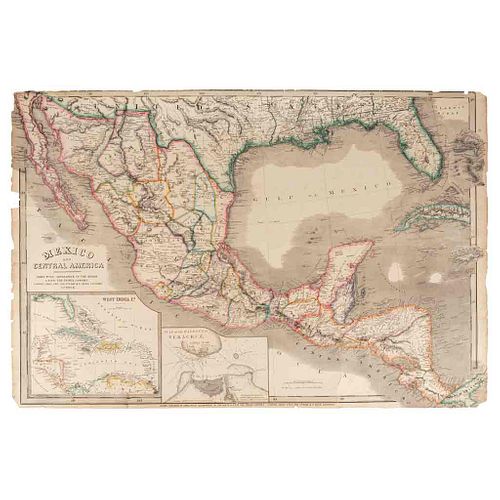 Wyld, James. Mexico and Central America. London, ca. 1850. Mapa grabado con límites coloreados.