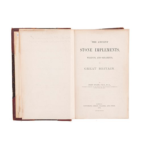 Evans, John. The Ancient Stone Implements, Weapons, and Ornaments of Great Britain. London, 1872. Primera edición.