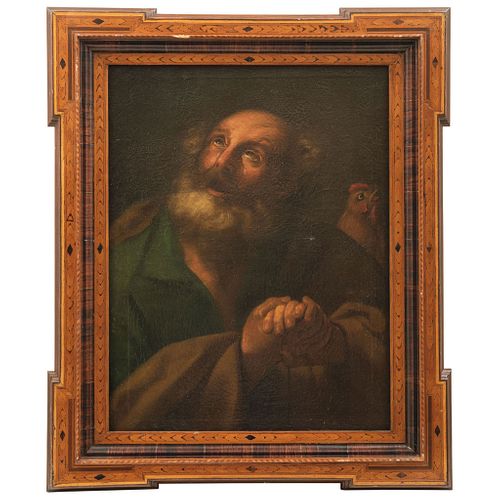 SAN PEDRO LATE 18TH CENTURY Oil on canvas Conservation details 21.2 x 16.5" (54 x 42 cm) | SAN PEDRO FINALES DEL SIGLO XVIII Óleo sobre tela Detalles 
