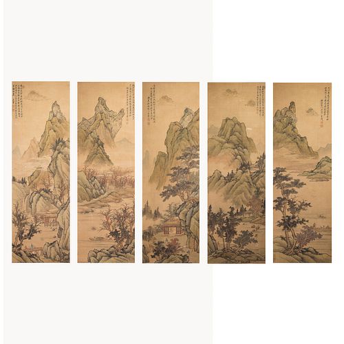 LOT OF 5, ANONYMOUS (QING DYNASTY), LANDSCAPE 