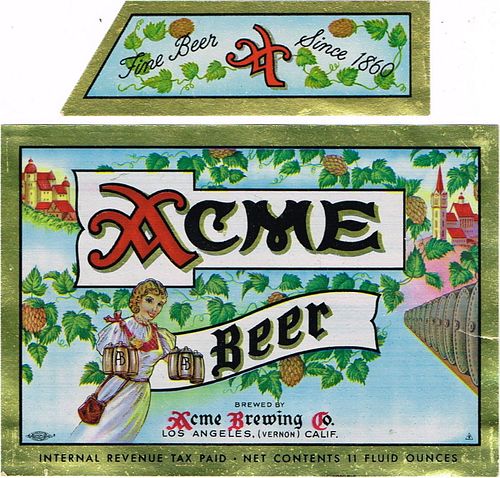 1946 Acme Beer 11oz WS8-07 Los Angeles, California